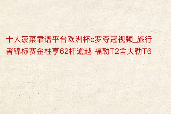 十大菠菜靠谱平台欧洲杯c罗夺冠视频_旅行者锦标赛金柱亨62杆逾越 福勒T2舍夫勒T6