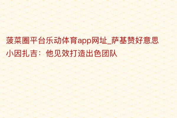菠菜圈平台乐动体育app网址_萨基赞好意思小因扎吉：他见效打造出色团队