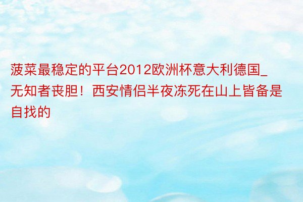 菠菜最稳定的平台2012欧洲杯意大利德国_无知者丧胆！西安情侣半夜冻死在山上皆备是自找的